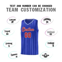 Royal Red Vertical Stripe Basketball Team Jersey 3