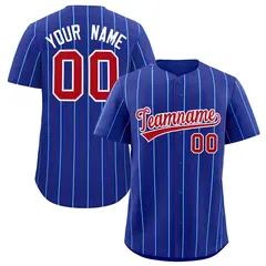 Royal Red White Bi-Color Striped Baseball Jersey