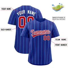 Royal Red White Bi-Color Striped Baseball Jersey 2