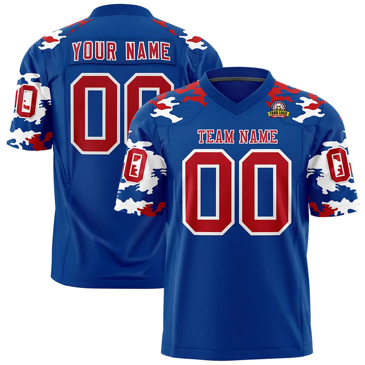 Royal Red-White Camo Authentic Football Jersey