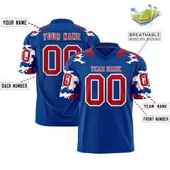 Royal Red-White Camo Authentic Football Jersey 2