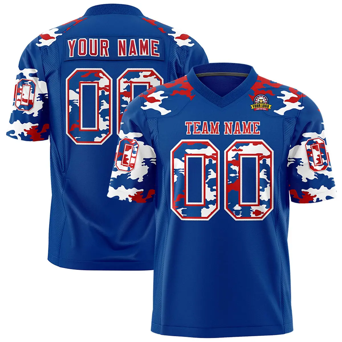 Royal Red-White Camo Authentic Football Jersey