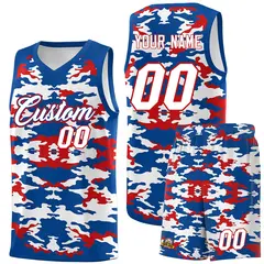 Royal Red-White Camo Basketball Jersey