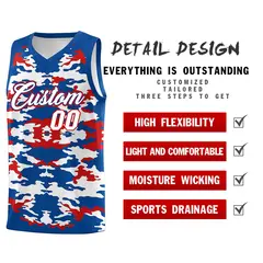 Royal Red-White Camo Basketball Jersey 2