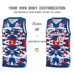 Royal Red-White Camo Basketball Jersey 3