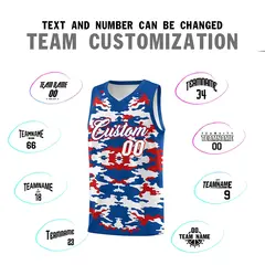 Royal Red-White Camo Basketball Jersey 4