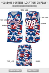 Royal Red-White Camo Basketball Jersey 5
