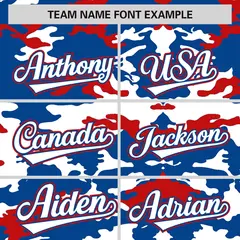 Royal Red-White Camo Full-Zip Letterman Bomber Jacket 3