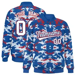 Royal Red-White Camo Varsity Full-Snap Letterman Jacket
