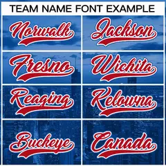 Royal Red-White Chicago City Skyline Baseball Jersey 3