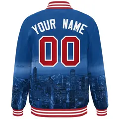 Royal Red-White Chicago City Skyline Varsity Full-Snap Track Jacket 4