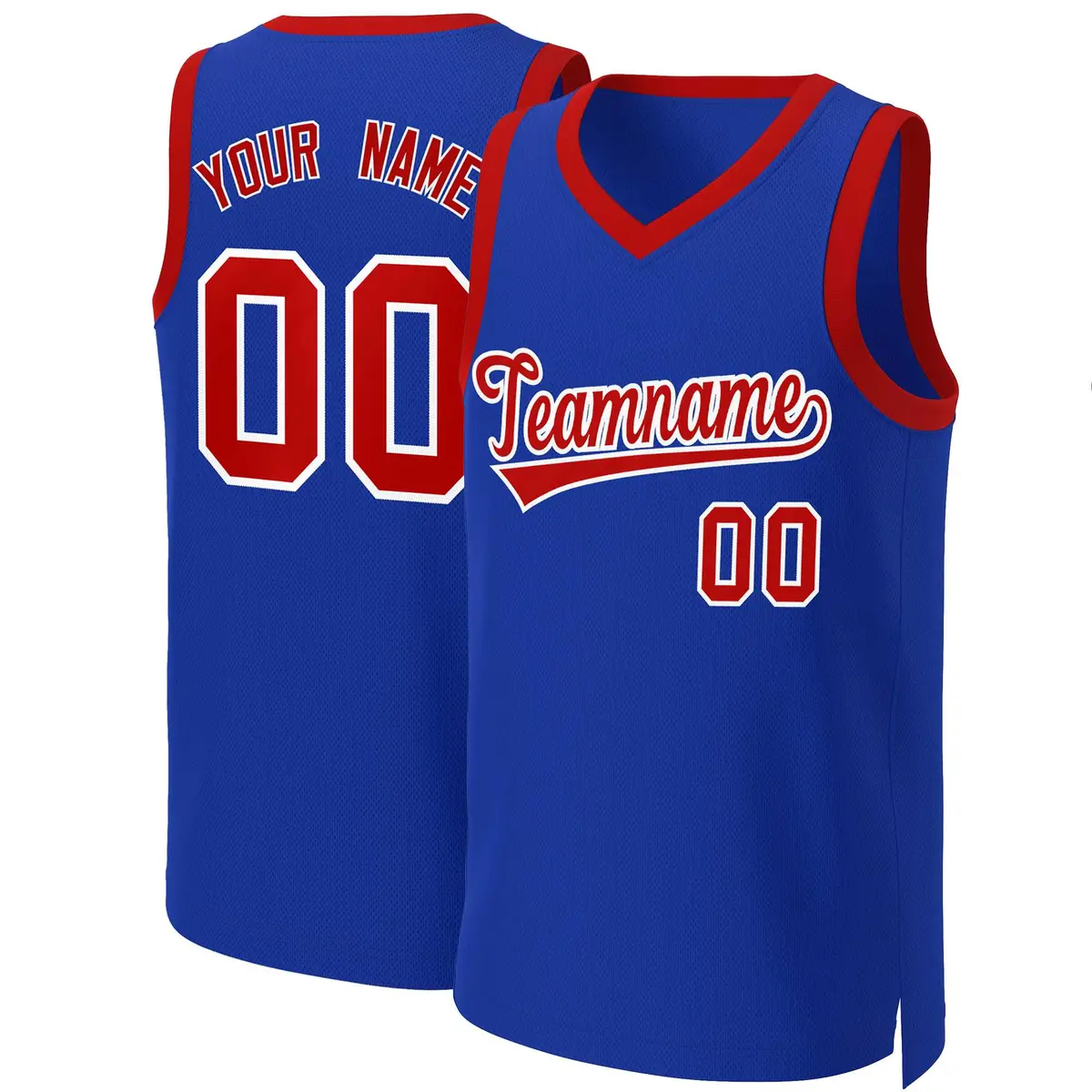 Royal Red-White Classic Basketball Jersey