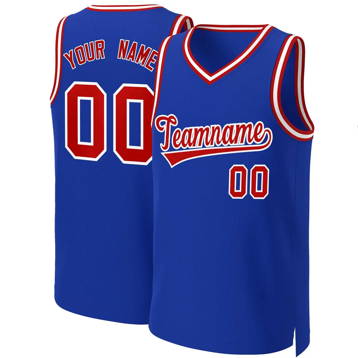 Royal Red-White Classic Basketball Jersey