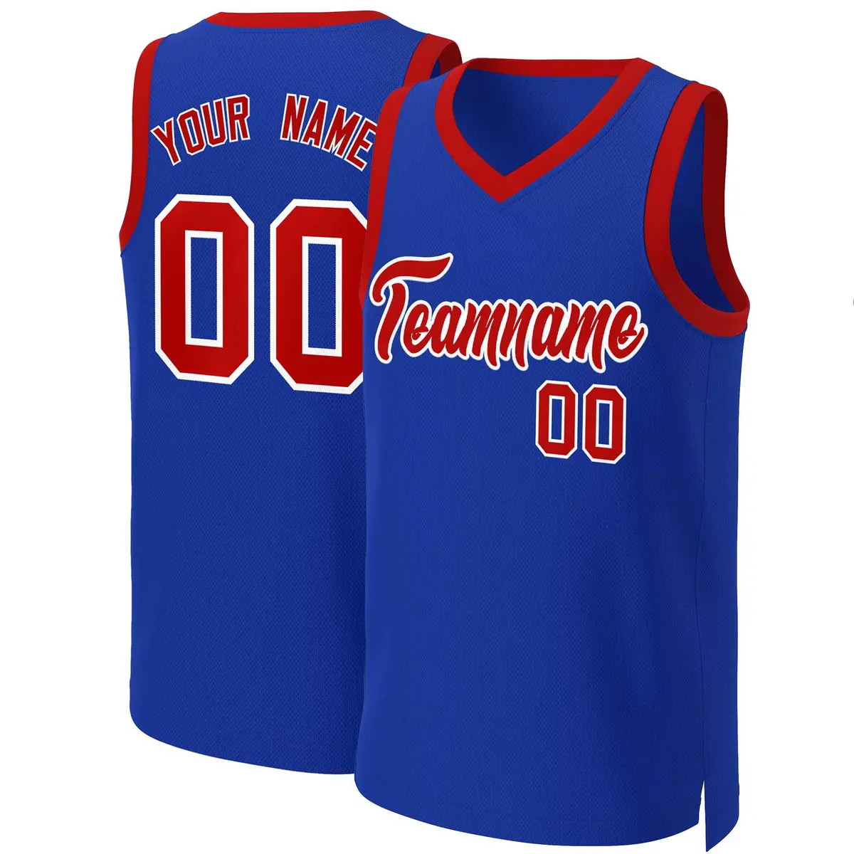 Royal Red-White Classic Basketball Jersey