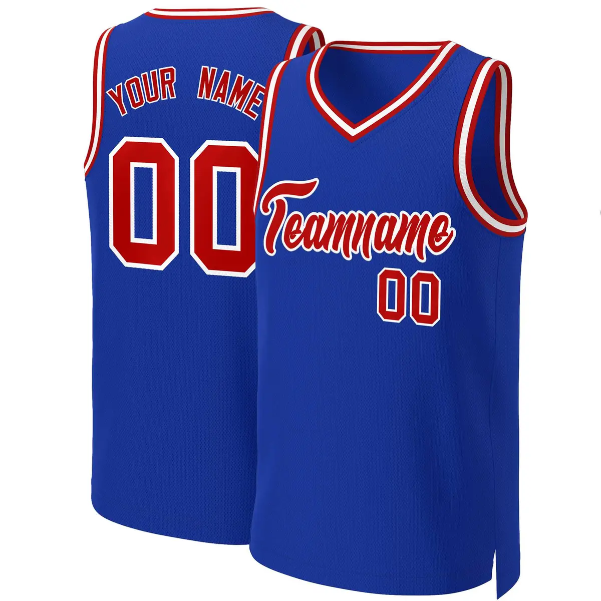 Royal Red-White Classic Basketball Jersey