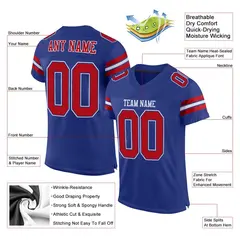 Royal Red-White Classic Mesh Authentic Football Jersey 2