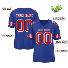 Royal Red-White Classic Style Authentic Football Jersey 2