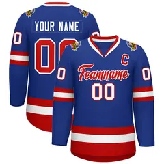 Royal Red-White Classic Style Hockey Jersey