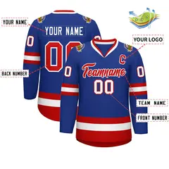 Royal Red-White Classic Style Hockey Jersey 2