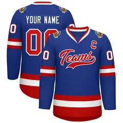 Royal Red-White Classic Style Hockey Jersey