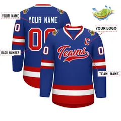 Royal Red-White Classic Style Hockey Jersey 2
