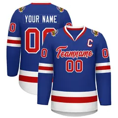 Royal Red-White Classic Style Hockey Jersey 1