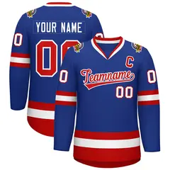 Royal Red-White Classic Style Hockey Jersey 1