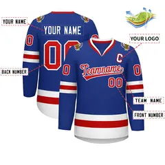 Royal Red-White Classic Style Hockey Jersey 2