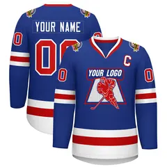 Royal Red-White Classic Style Hockey Jersey