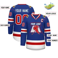 Royal Red-White Classic Style Hockey Jersey 2