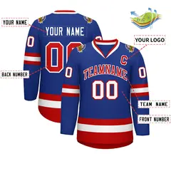 Royal Red-White Classic Style Hockey Jersey 2