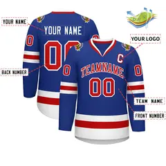 Royal Red-White Classic Style Hockey Jersey 2