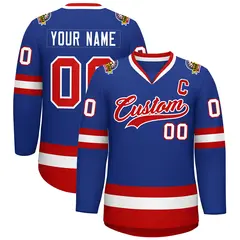 Royal Red-White Classic Style Hockey Jersey 1