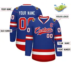 Royal Red-White Classic Style Hockey Jersey 2
