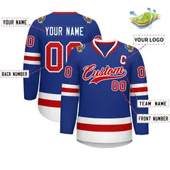 Royal Red-White Classic Style Hockey Jersey 2