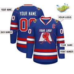 Royal Red-White Classic Style Hockey Jersey 2