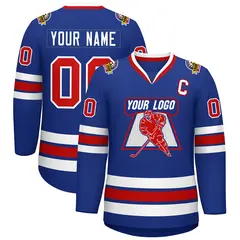 Royal Red-White Classic Style Hockey Jersey 1