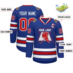 Royal Red-White Classic Style Hockey Jersey 2