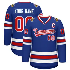 Royal Red-White Classic Style Hockey Jersey 1