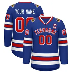Royal Red-White Classic Style Hockey Jersey 1