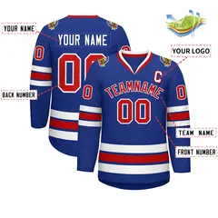 Royal Red-White Classic Style Hockey Jersey 2