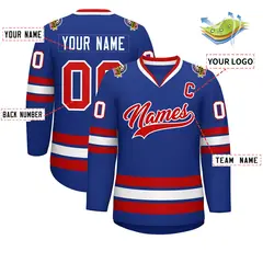 Royal Red-White Classic Style Hockey Jersey 2