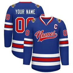 Royal Red-White Classic Style Hockey Jersey 1