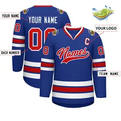 Royal Red-White Classic Style Hockey Jersey 2