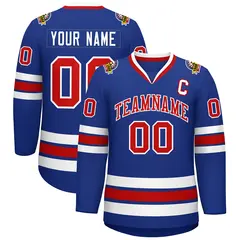 Royal Red-White Classic Style Hockey Jersey 1