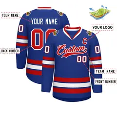 Royal Red-White Classic Style Hockey Jersey 2