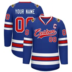Royal Red-White Classic Style Hockey Jersey 1
