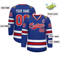 Royal Red-White Classic Style Hockey Jersey 2