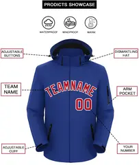 Royal Red-White Classic Style Waterproof Jacket 2