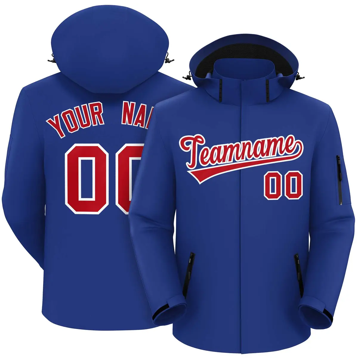 Royal Red-White Classic Style Waterproof Jacket